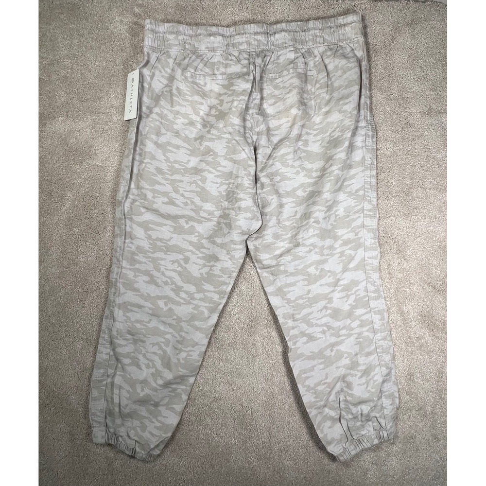 Athleta Cabo Tide Linen Jogger Pants 22 Neca Tan Camo Mid Rise Plus Size NWT - Picture 8 of 9